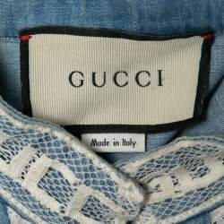 Gucci Blue Chambray Lace-Trimmed Tunic Dress S