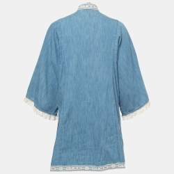Gucci Blue Chambray Lace-Trimmed Tunic Dress S