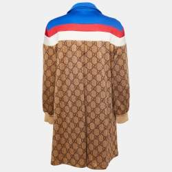 Gucci Brown Logo Printed Jersey Jacket Dress M