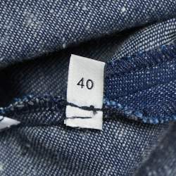 Pre Owned Gucci Blue Denim Leather Trim Mini Skirt S