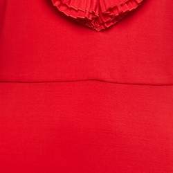 Pre Owned Gucci Red Jersey Pleated Ruffle Long Dress M