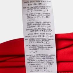 Pre Owned Gucci Red Jersey Pleated Ruffle Long Dress M