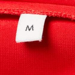 Pre Owned Gucci Red Jersey Pleated Ruffle Long Dress M