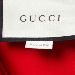 Pre Owned Gucci Red Jersey Pleated Ruffle Long Dress M