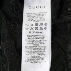Pre Owned Gucci Black GG Embroidered Tulle T-shirt M