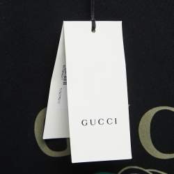 Pre Owned Gucci Black Distressed Cotton Logo T-Shirt M