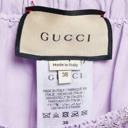 Pre Owned Gucci Lavender Floral Crystal Embellished Lace Maxi Skirt S