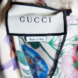 Gucci Cream Flora Printed Silk Foulard Shirt & Pajama Crop Pants M