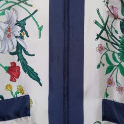 Gucci Cream Flora Printed Silk Foulard Shirt & Pajama Crop Pants M