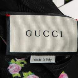 Pre Owned Gucci Black Floral Printed Crepe Blouse S