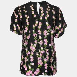 Pre Owned Gucci Black Floral Printed Crepe Blouse S