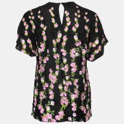 Gucci Black Floral Printed Crepe Blouse S