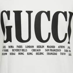 Gucci Cream Cotton Cities Print T-Shirt S