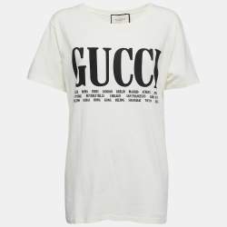 Gucci Cream Cotton Cities Print T-Shirt S