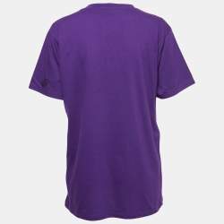 Gucci Purple Cotton Blind For Love Embroidered T-Shirt XS