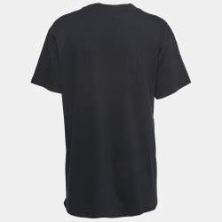 Pre Owned Gucci Black Cotton Tiger Print Embellished T-Shirt S