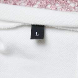Pre Owned Gucci White Cotton Lace Collar Polo T-Shirt L
