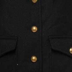 Gucci Black Wool Double-G Detail Coat S