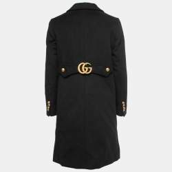 Gucci Black Wool Double-G Detail Coat S