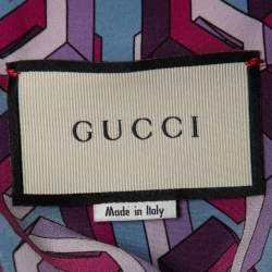 Gucci Blue/Purple Geometric Printed Silk Top & Pants Set S