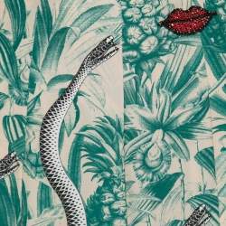 Gucci Green Snake Print Silk Pleated Midi Skirt M