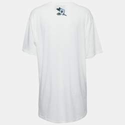 Gucci White Distressed Cotton Logo Print T-Shirt M