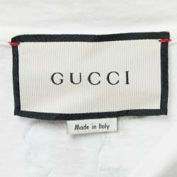 Gucci White Distressed Cotton Logo Print T-Shirt M