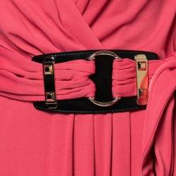 Pre Owned Gucci Pink Jersey Belted Wrap Effect Midi Dress S