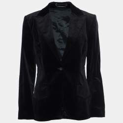 Gucci Black Velvet Button Front Blazer L