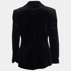 Gucci Black Velvet Button Front Blazer L