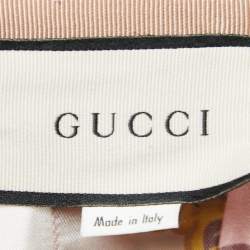 Gucci Pink Marmont GG Doubloon Harness Print Silk Pleated Skirt M