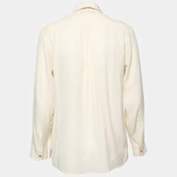 Gucci Cream Silk Bow Tie Detail Shirt M