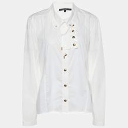 Pre Owned Gucci White Cotton Button Detail Long Sleeve Shirt M