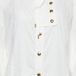 Pre Owned Gucci White Cotton Button Detail Long Sleeve Shirt M
