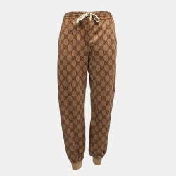 Pre Owned Gucci Brown GG Monogram Technical Jersey Track Pants S