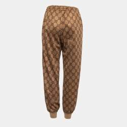 Pre Owned Gucci Brown GG Monogram Technical Jersey Track Pants S