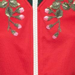 Gucci Red Technical Jersey Floral Embroidered Zip-Up Jacket S