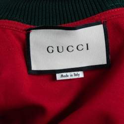 Gucci Red Technical Jersey Floral Embroidered Zip-Up Jacket S