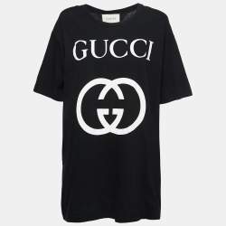 Gucci Black Interlocking G Print Cotton Oversized T-Shirt M