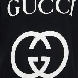 Gucci Black Interlocking G Print Cotton Oversized T-Shirt M
