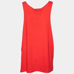 Pre Owned Gucci Red Logo Printed Cotton Tank Top S