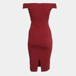Gucci Red Crepe Off Shoulder Midi Dress S
