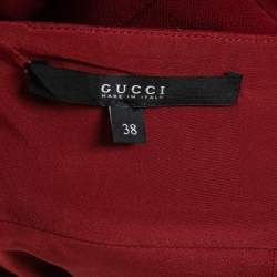 Gucci Red Crepe Off Shoulder Midi Dress S