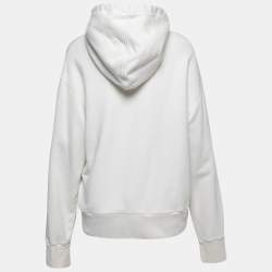 Pre Owned Gucci White Logo Printed Cotton Oversize Hoodie XS
