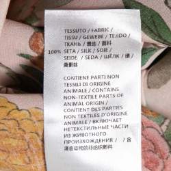 Pre Owned Gucci Pink Floral Printed Silk Ruffled Tie Neck Top M