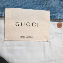Gucci Blue Floral Embroidered Denim Boyfriend Fit Jeans M Waist 28"