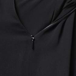 Gucci Black Silk Ruffled Neck Tie Back Long Dress S