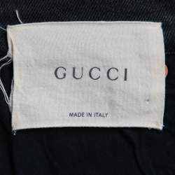 Pre Owned Gucci Grey Dragon Embroidered Denim Skinny Jeans M