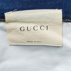 Gucci Blue Denim Butterfly and Bee Embroidered Flared Jeans M