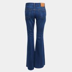 Gucci Blue Denim Floral and Butterfly Embroidered Flared Jean M